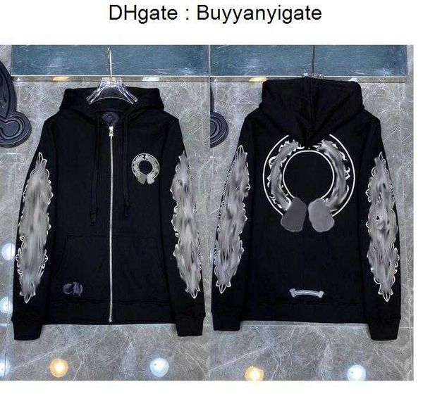 

hoodie designer sweatshirts mens heart ch chrome sleeve winter jacket loose coat hooded hoody men o8rn, Black