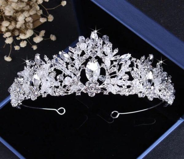 

handmade evening party accessories brand silver bridal wedding crystal crown rhinestone hair headband headpiece tiara prom pageant9969442, White