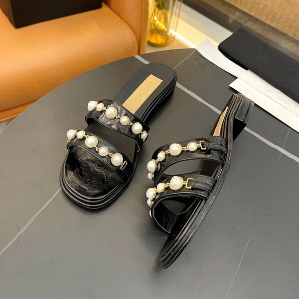 

channel shoes designer channel sandals leather platform slippers women ccity slide classic flip-flops summer fashion fgjghj, Black