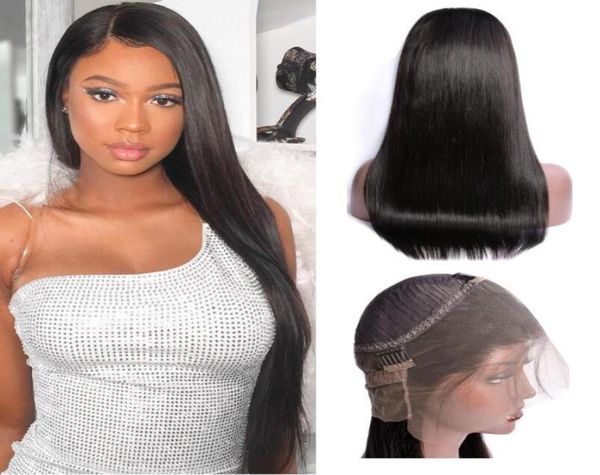 

virgin brazilian pre plucked straight wave 360 degree swiss lace frontal wig human hair wigs with natural hairline8105888, Black;brown