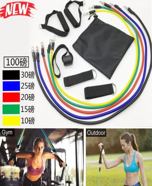 

11 pcs resistance bands set elastic rubber tubes yoga bands for home fitness gym workout pull rope expander training for woman9223105