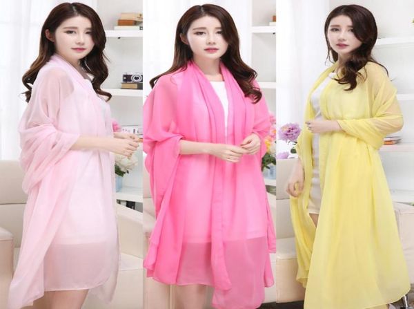 

long chiffon bride shawl bridal wraps sunscreen scarves size 150cm40cm red purple pink yellow or custom color4796781, White