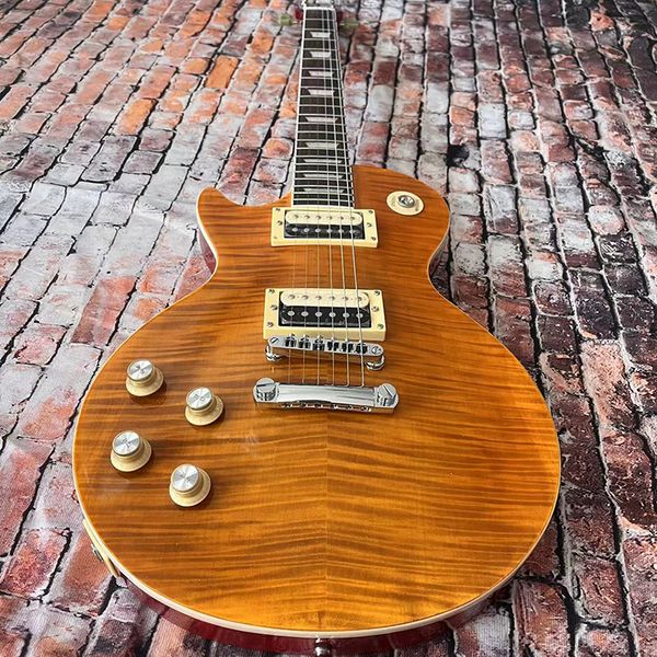

left-handed lp electric guitar, fine tiger face, mahogany, home delivery258