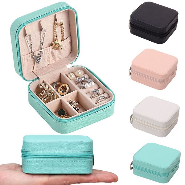 

jewelry boxes portable jewelry storage box travel organizer jewelry case leather storage earrings necklace ring jewelry organizer display 23, Black;white