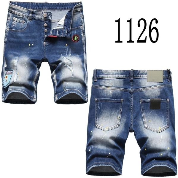 

mens jeans shorts dsquare mens luxury designer denim jeans d2 men jeans dsquare embroidery middle-half pants fashion holes shorts mens cloth, Blue