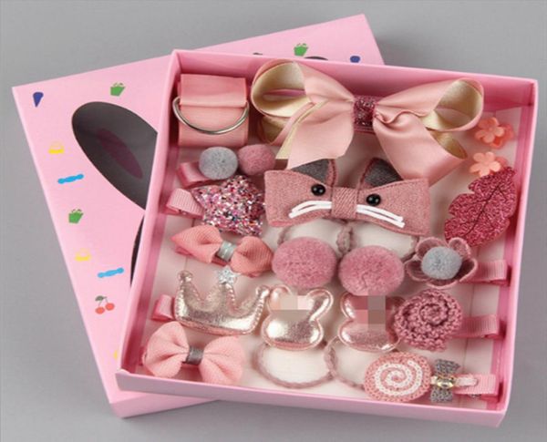 

south korean children039s portable box baby hairpin bow side clip hairpin accessories 18 piece set5540444, Slivery;white