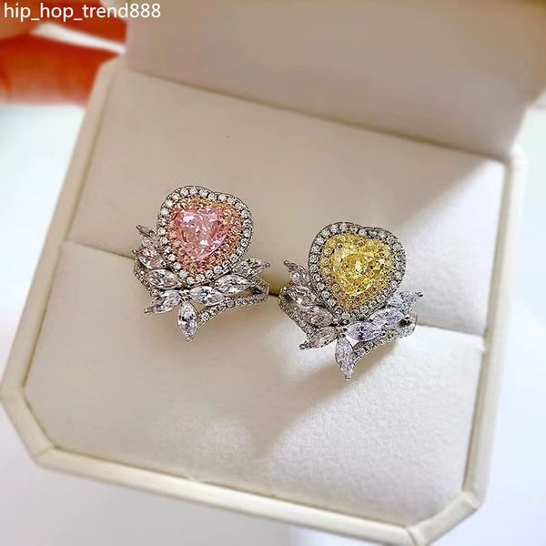 

sell wedding rings luxury jewelry pure 100% 925 sterling silver moissanite yellow z cz diamond promise handmade women ring never fade, Slivery;golden