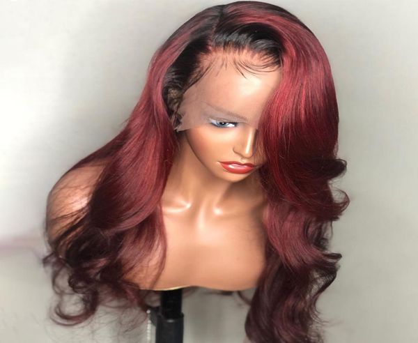 

2020 burgundy human hair wig body wave red lace front human hair wigs for black women 180 density colored 13x6 lace wigs7797711