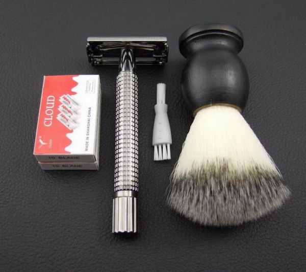 

weishi double edge classic safety razor shaving blade brass gun color long handle 9306cl1setlot new6444220