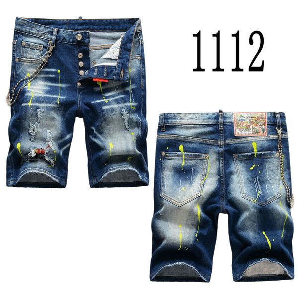 

mens jeans shorts dsquare mens luxury designer denim jeans d2 men jeans dsquare embroidery middle-half pants fashion holes shorts mens cloth, Blue