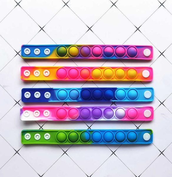 

decompression pop finger toys bracelet puzzle press stress wristband push bubble silicone bracelets sensory tie-dyed snap ring g71zow6309220