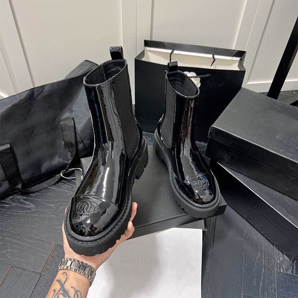 

designer boots women leather channel booties classic heel boot ccs ankle boots luxury cowboy woman english-stylechelsea boots, Black