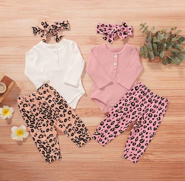 

infant baby cartoon outfits kids girls solid long sleeve kids clothes girls leopard printed pants witn hairband 312m 066756595, White