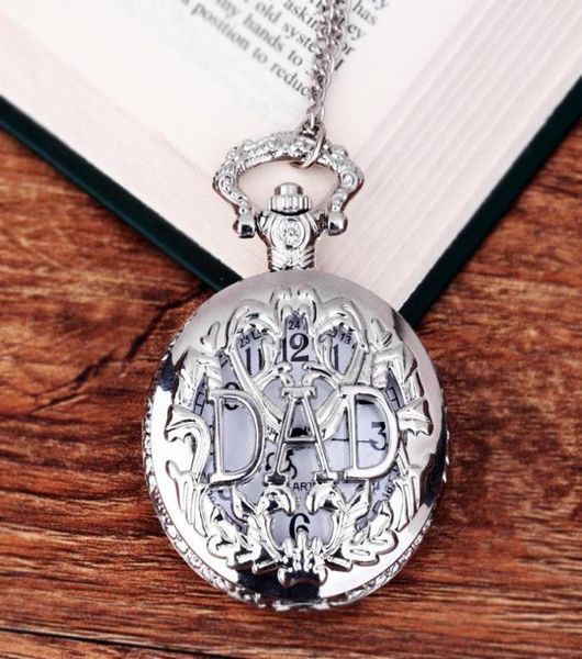 

big size dad the father gift silver hollow carvedquotdadquot letter white surface pocket watch8351851, Slivery;golden