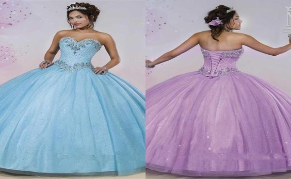 

sparking sequins sweet 16 quinceanera dresses with lihgt sky blue ball gown back corset vestidos de festa 15 years girl prom gowns5083177, Blue;red