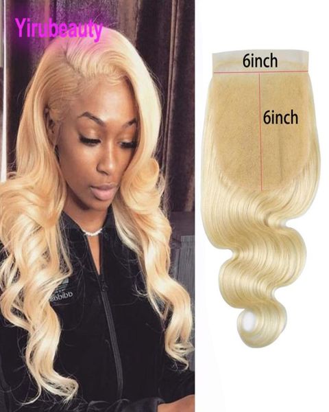 

peruvian human hair 613 blonde body wave 6x6 lace closure with baby hairs blonde 6 by 6 products yirubeauty9137411, Black;brown
