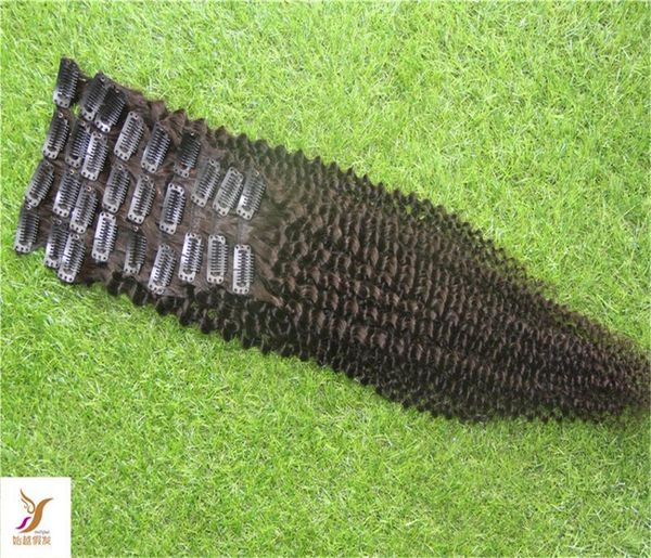 

kinky curly clip in human hair extensions 2036 inchs brazilian 7a kinky curly clipins 9pcs100g6484034, Black;brown