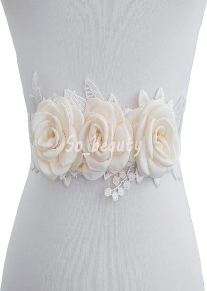 

bridal wedding sash belt ivory floral waistband flower bridesmaid dress sash wedding accessories gown ribbon sw33442541136, White