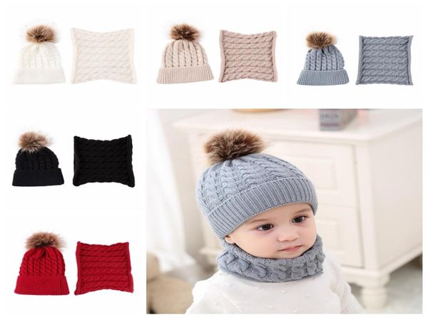 

2 pieces baby beanies cap set baby kid solid color plush ball baby girls hat and scarf set winter warm caps for boys newborn hat4407092, Yellow