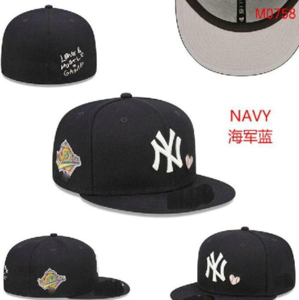 

2023 men's baseball fitted hats classic black color hip hop new york sport sox ny champions full closed design caps chapeau 05 stitch h, Blue;gray
