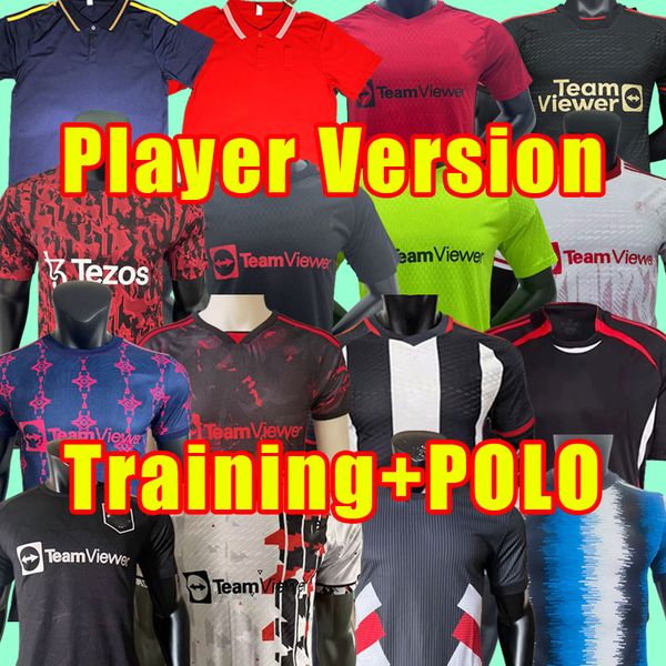 

player version sancho 23 24 soccer jerseys martinez rashford shaw eriksen malacia 2023 2024 football shirt mans utds martial b. fernandes ma, Black;yellow