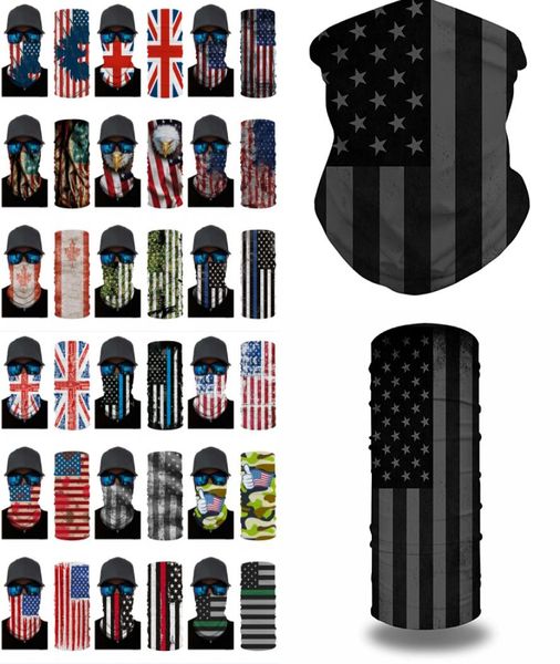 

dhl seamless bandana headband american flag headwear 19 styles balaclava head wrap scarf neck for women men cycling motor4954420, Blue;black