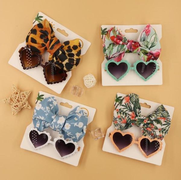 

hair accessories pcs baby headband sunglasses set flower leopard printed headbands hairband for girls bows kids turban accessories1593070, Slivery;white