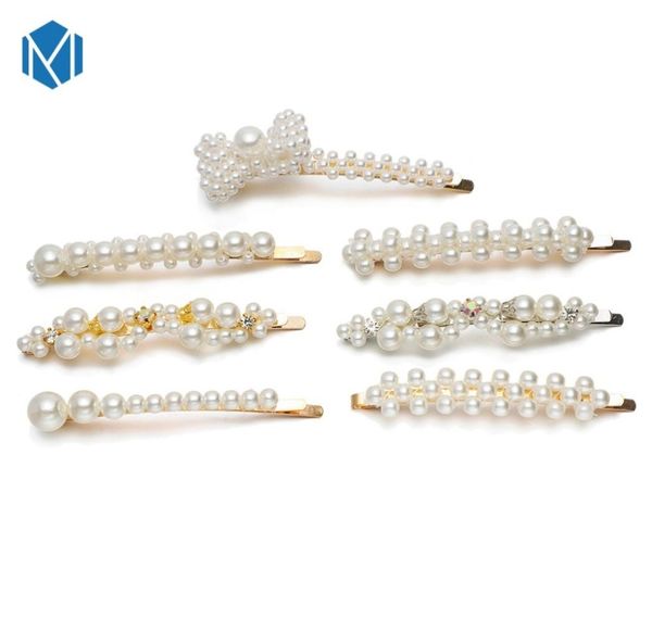 

ins hair clips for womens haar accessoires headwear girls bow tie pearl hairpins hair ornament alloy bb hairgrip barrette8376499, Slivery;white