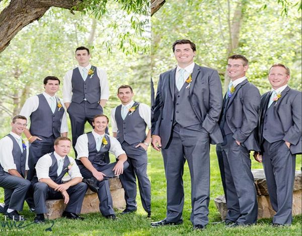 

country garden style slim fit 2019 groom tuxedos wedding suits custom made groomsmen man prom suits pants jacketpantsvest2045798, Black;gray