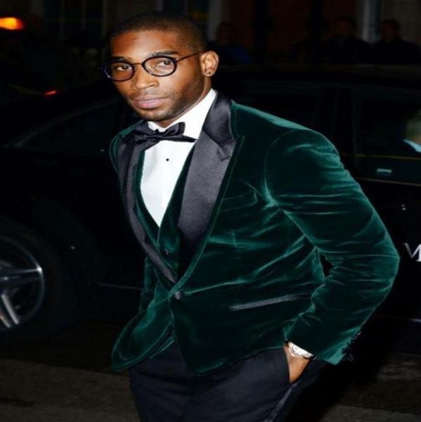 

new arrivals one button dark green groom tuxedos groomsmen peak lapel man blazer mens wedding suits jacketpantsvesttie h9716771, Black;gray
