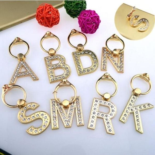 

letter 360 stand iphone case shell degree hook universal crystal rhinestone gold phone ring stand holder mobile phone grip ring9404553