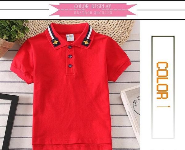 

2021 boys and girl summer turndown collar tshirt fashion striped child clothes kids short sleeve 6 color tees childrens cotton t1765673, Blue