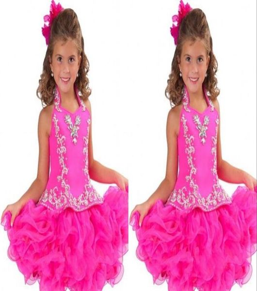 

sweet pink high neck girls pageant dresses with beaded crystals tiered children birthday wedding party gowns teenage princess todd2697777, White;blue