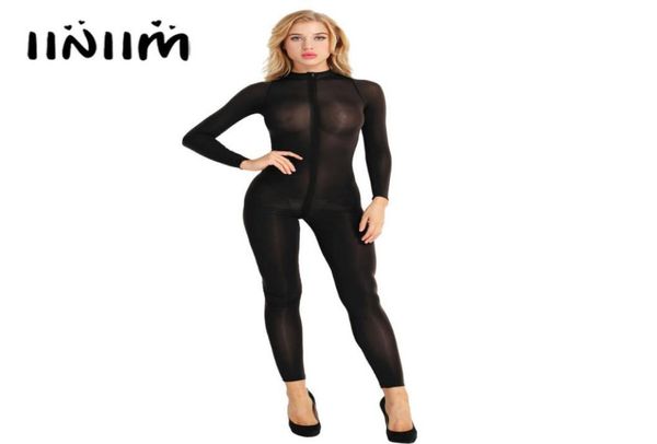 

women lingerie body suit bodystocking double zipper sheer smooth open crotch babydoll bodysuit jumpsuit ly1912227343044, Red;black