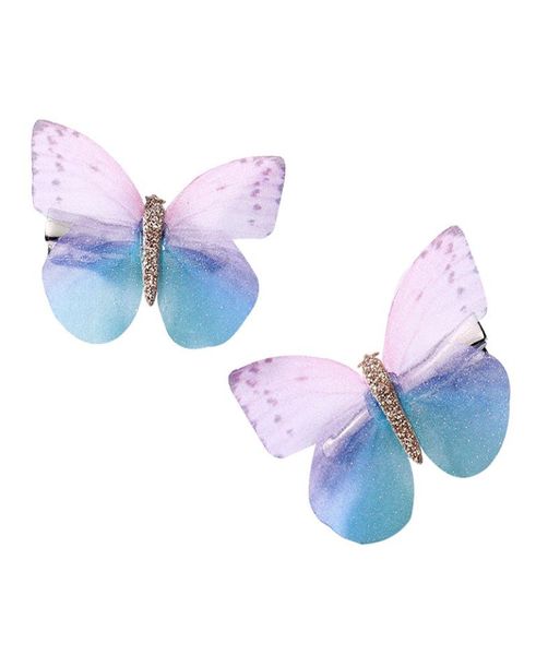 

new girls beautiful colorful simulation butterfly hair clips sweet hair ornament headband hairpins kids hair accessories batterful8894085, Slivery;white