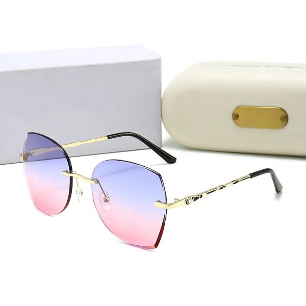 

wholesale vintage designer sunglasses for men and women glasses fashion brand metal frameless shades sun glasses uv400 6 colors with box, White;black