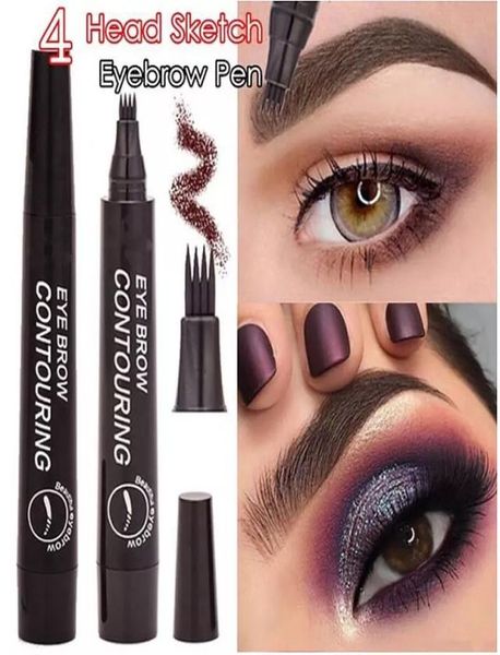 

4 points eyebrow pen 5 colors liquid brow pencil dark brown microblading eyebrow pencil waterproof eyebrow tattoo pen cosmetic bea8454930