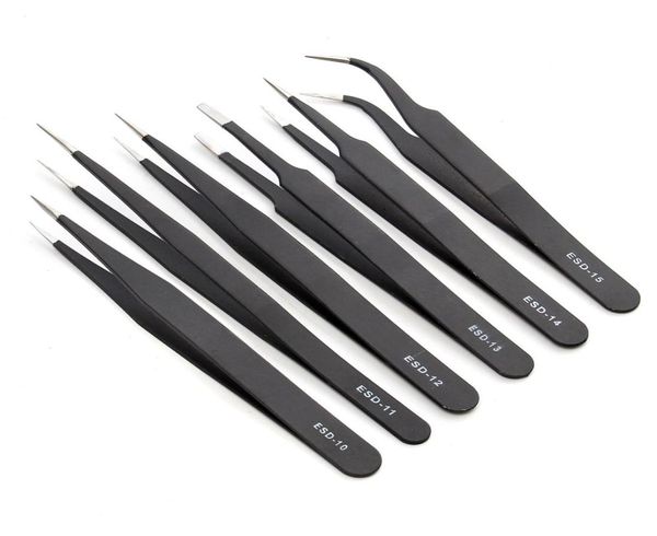 

whole6pcs esd safe antistatic stainless steel tweezers set maintenance watch repair tools kits electronic rework tool set di5764710