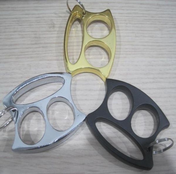

new cute key chain key ring small face two fingers knuckle security women039s and men039s selfdefense tools4326694, Silver