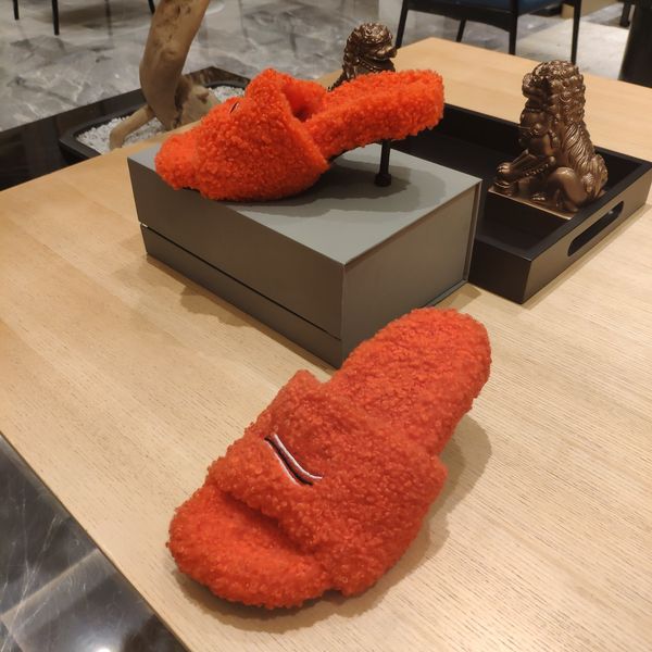 

women ladies furry closed heels slipper wool slippers high heeled slides stilettos pump fur furry warm cities paris sandals shearling fuzzy, Black
