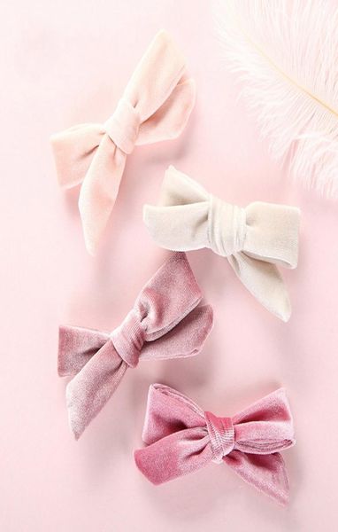 

girls velvet bow hair clips lovely princess hairbands kids baby bows barrettes baby hair clips children hair accessories hha7523741843, Slivery;white