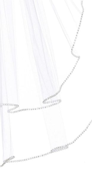 

selling real picture two layer rhinestones edge wedding veils white ivory pink champagne meidingqianna fingertip length a7626147, Black