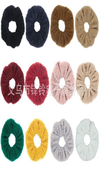 

12 color women girls teddy cashmere elastic ring hair ties accessories ponytail holder hairbands rubber band scrunchies6769067, Slivery;white