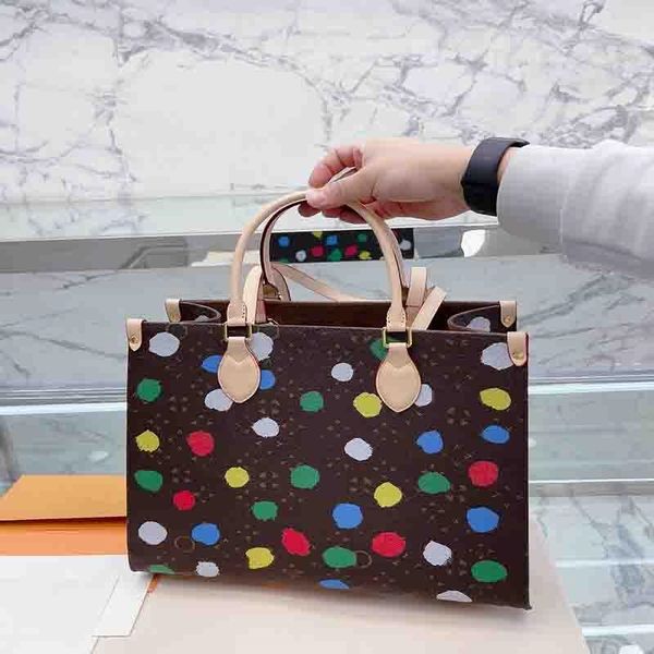 

lq classic onthego handbags yayoi 23ss x bag kusama multicolor aaa totes womens designer dot big small lady tie dye shopping bags purse capa