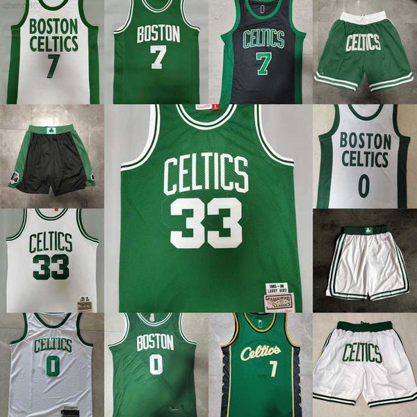 

boston''celtics''shorts mens throwback basketball shorts pocket basketball 33 larry bird jayson 0 tatum jaylen 7 brown b, Black;red