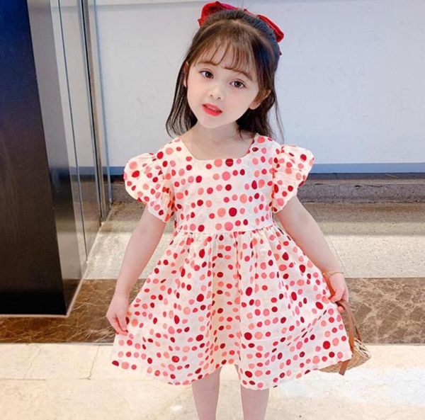 

ins new summer new girls039 short sleeve polka dot dress korean small and mediumsized children039s close waist open back ch5481864, Red;yellow