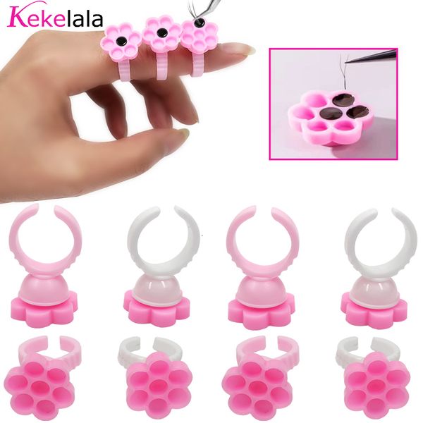

false eyelashes diy eyelash extension fans flowering cup glue holder ring flower shape pigment tray for grafting eye lashes wholesale 230701