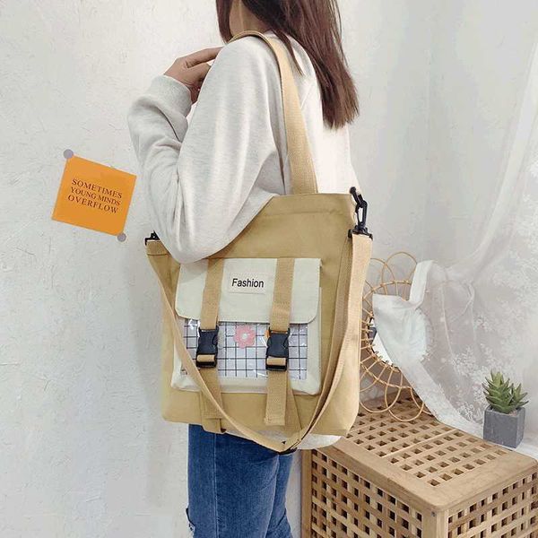 

canvas bag ins cute large capacity handbag female version mori series harajuku messenger bag shoulder bag