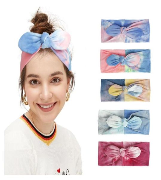 

mother and daughter hair band baby tie dye headband babies lovely bow hair warp fashion bunny ear parentchild hair band8582811, Slivery;white