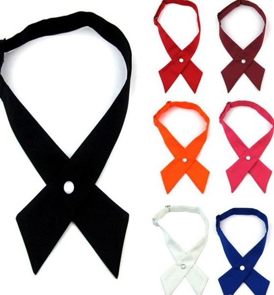 

adjustable cross bow ties for men women solid business casual neck cross bowtie school uniform pre tied bows neck tie accessories 1122148, Red;brown